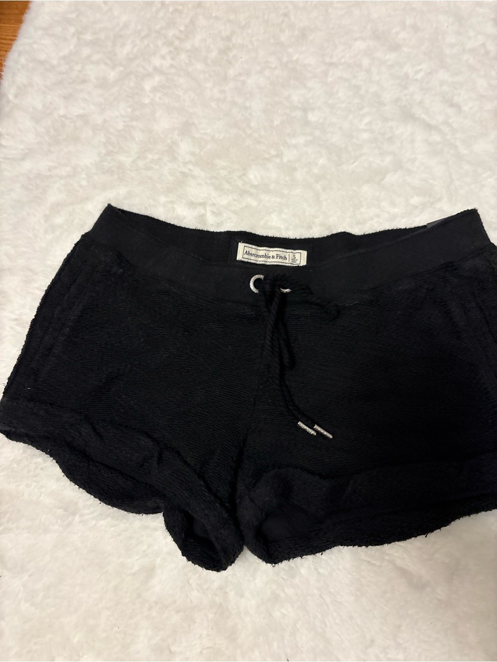 Abercrombie & Fitch Black Terry Drawstring Athletic Shorts